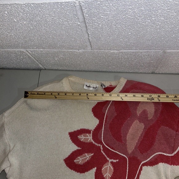 Vintage 80s Weathervane Rose Sweater L chunky oversized white slouchy - Picture 10 of 13